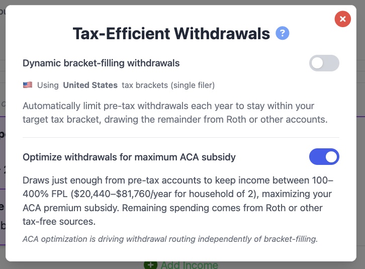 ACA subsidy optimization toggle in Proof view