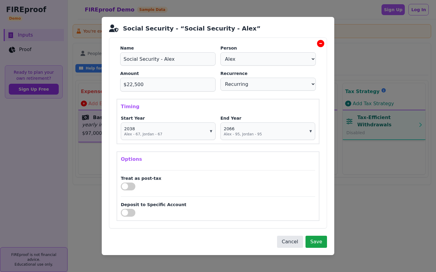 Adjustment form for a Social Security income