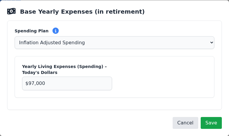 Spending Plan rule dropdown open