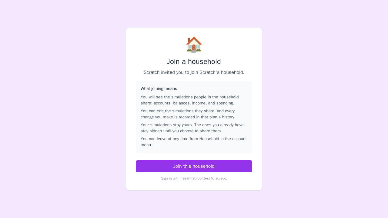 The Join a household page explaining what joining means