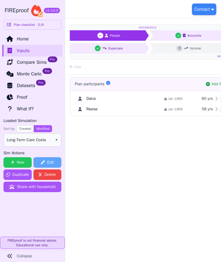 The Share with household button in the sidebar's Sim Actions