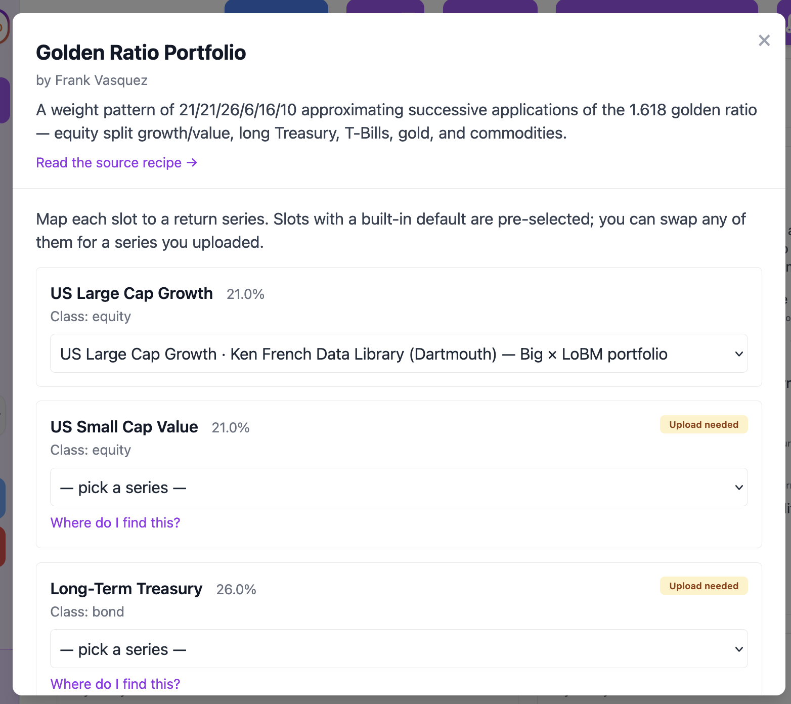 Slot-mapping modal